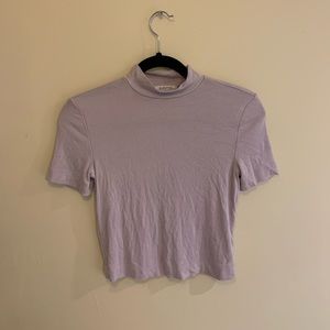 Babaton lavender stretch rib mock neck Gonzalo top